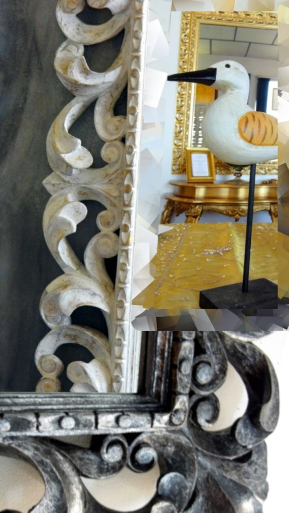 particolare lavorazione di legno intagliato su cornici artigianali presso Farinella arte e cornici showroom di Vaccolino (Ferrara)