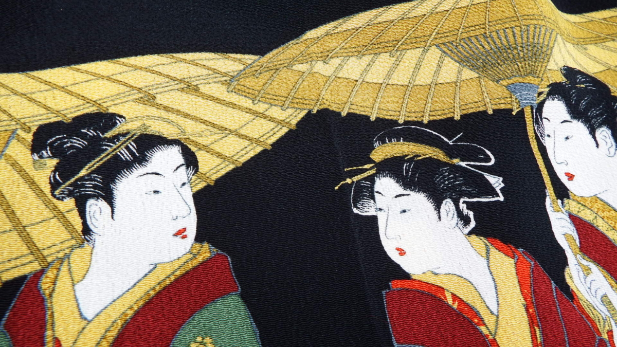 Furoshiki tradizionale giapponese Ukiyo|Tre donne sotto la pioggia